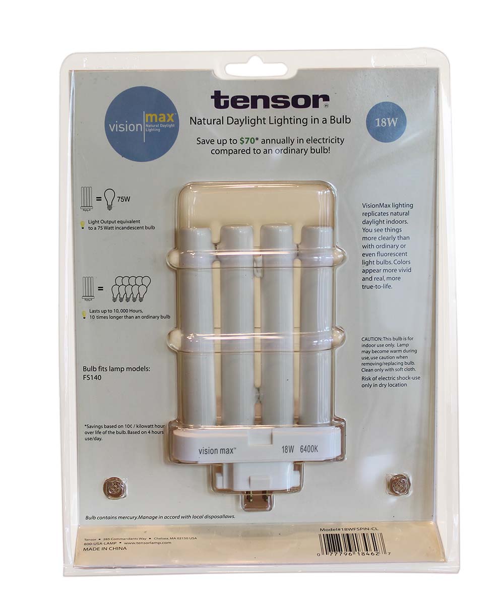 18 Watt Full Spectrum CFL Replacement Bulb (4 pin, G24Q base) by VisionMax