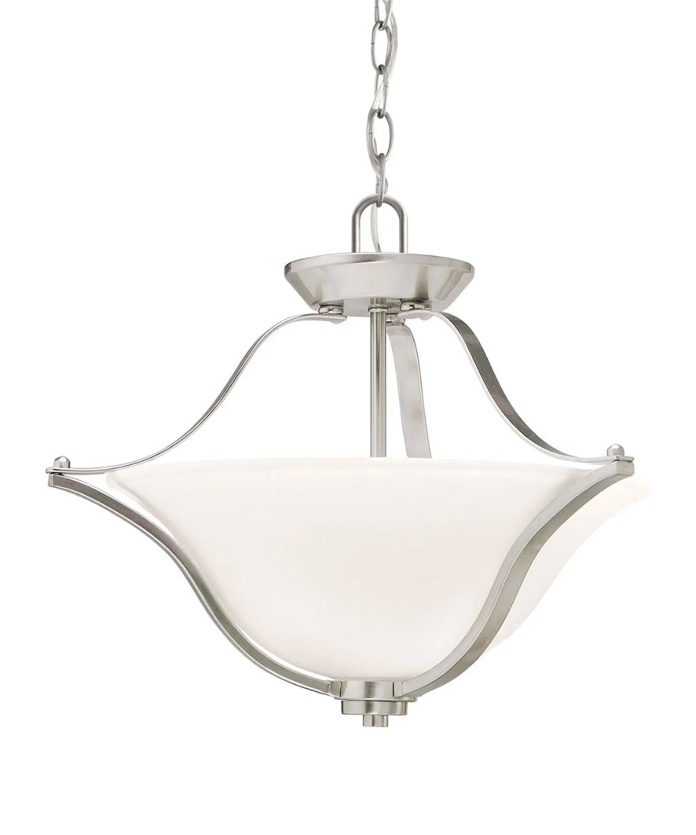 Langford 19"W 2-Light Brushed Nickel Pendant/Semi-Flush Mount Light by Kichler