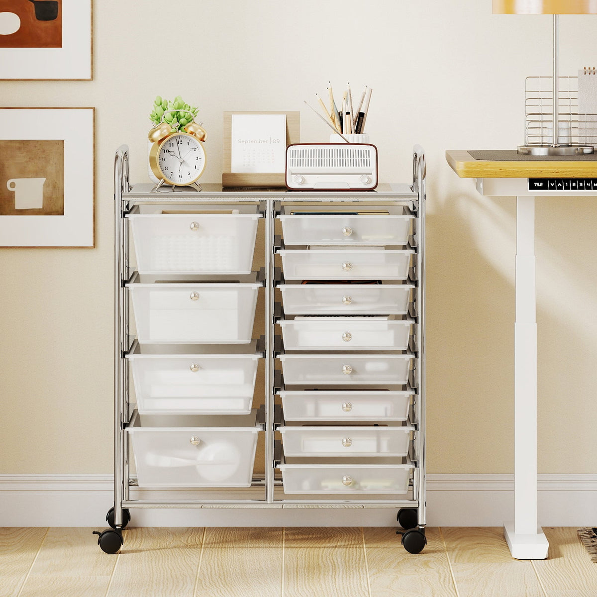 12-Drawer Utility Rolling Cart with Drawers Multi-Use Storage