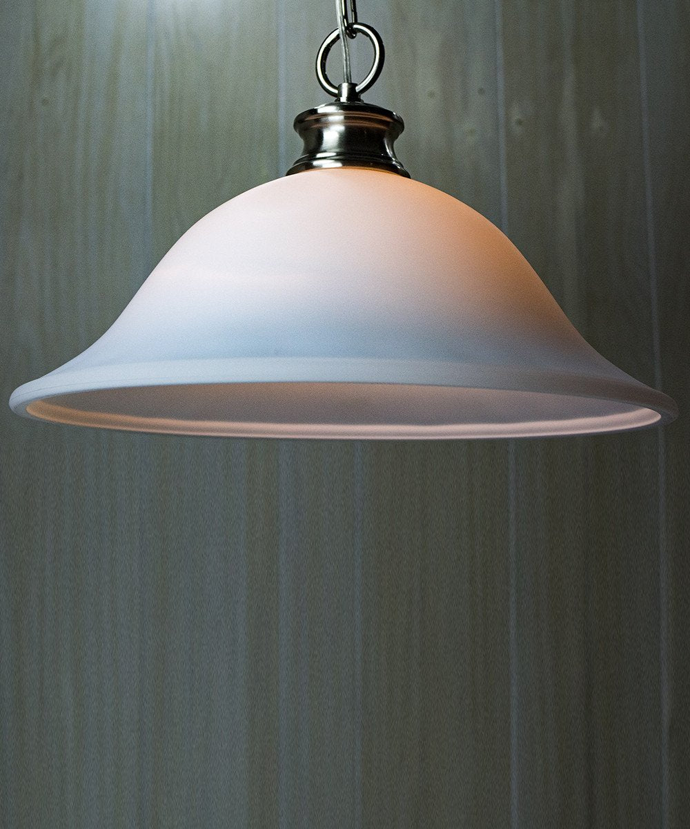 16"W Plug In Swag Milky White Glass Pendant Light Polished Nickel Finish
