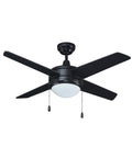 52" Europa IV 4-Blade Ceiling Fan Black Finish with Integrated LED Light
