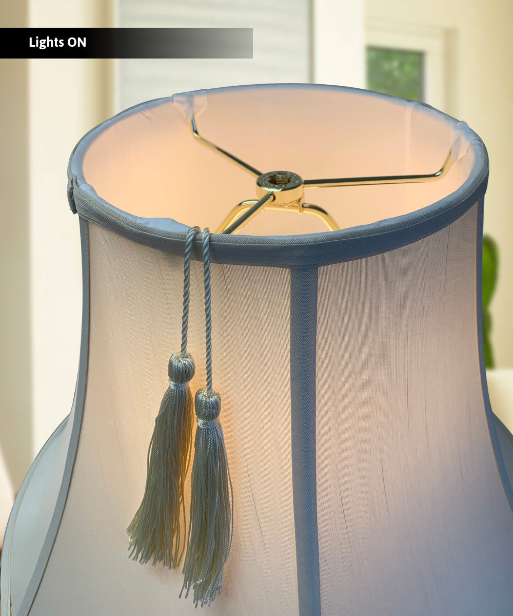 16"W x 12"H Shantung Lamp Shade Tassel Eggshell