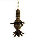 Blooming Pineapple Ceiling Fan Pull, 3"h with 12" Antiqued Brass Chain
