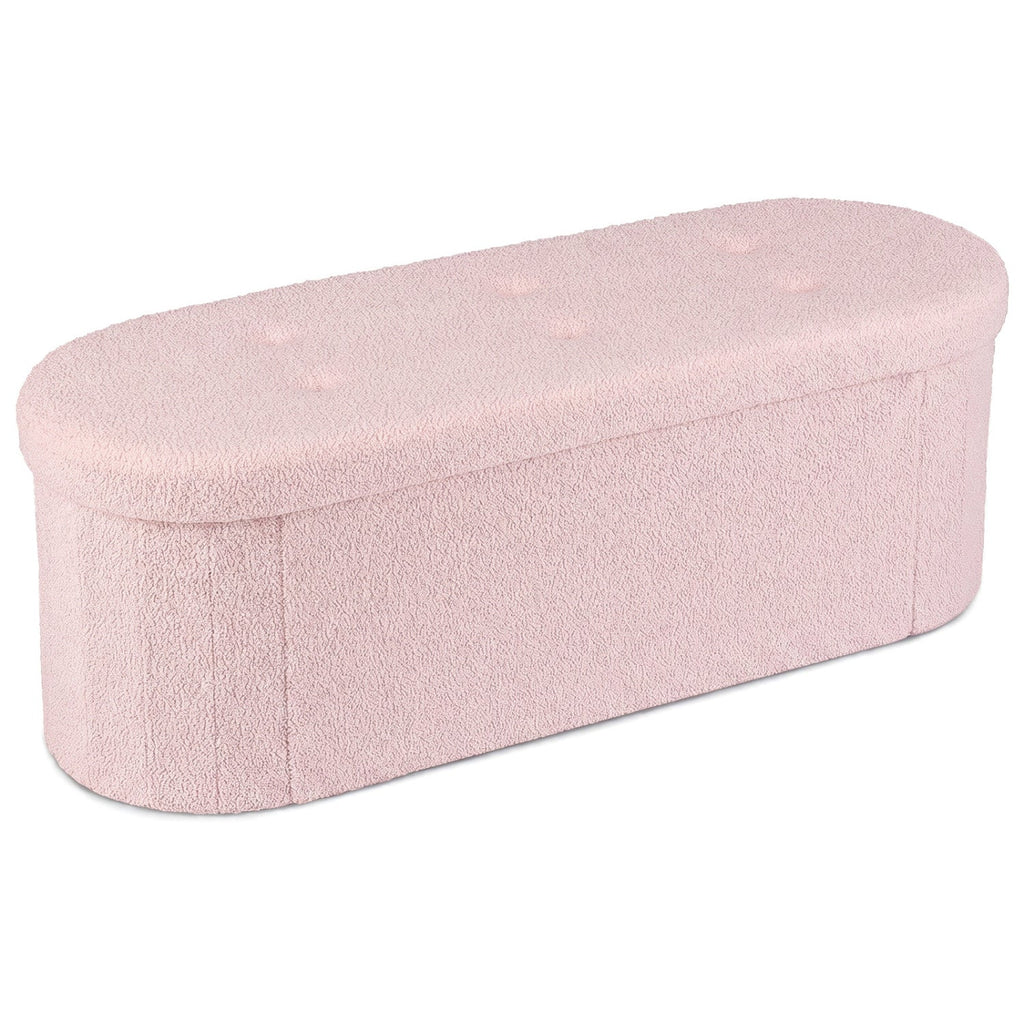 43" Folding Storage Ottoman Bench with Dividers - Teddy Fleece