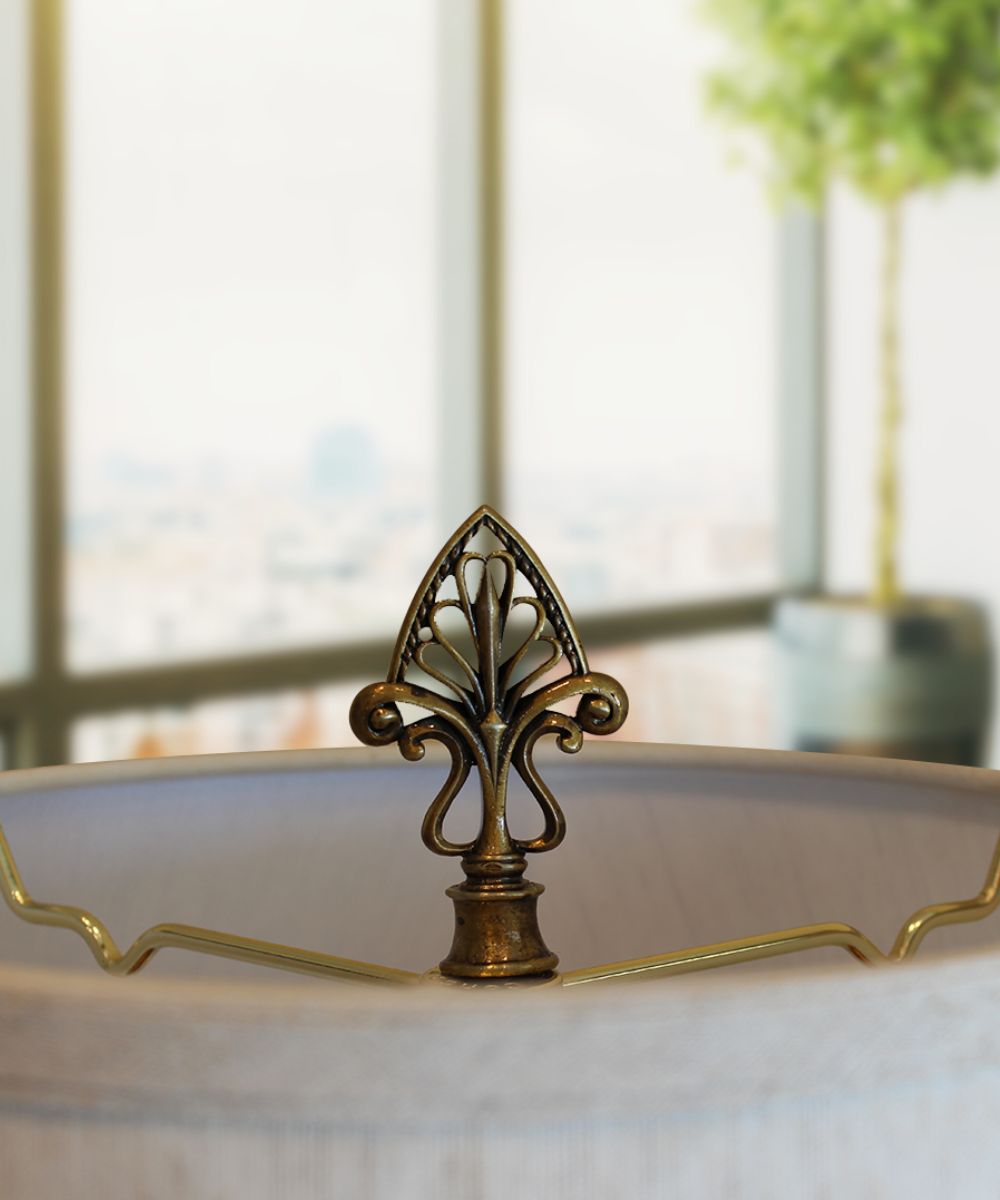 Vintage Filigree Lamp Finial Antique Brass, 3.2"h