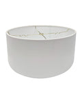 Hardback Shallow Drum Lampshade White Linen Fabric, 14x14x7