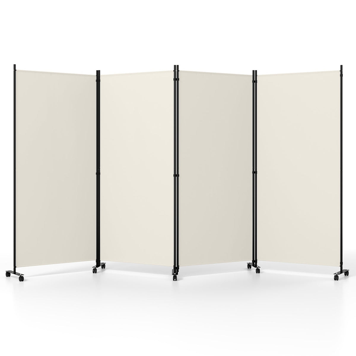4-Panel Folding Room Divider with Wheels - 71.5" Tall