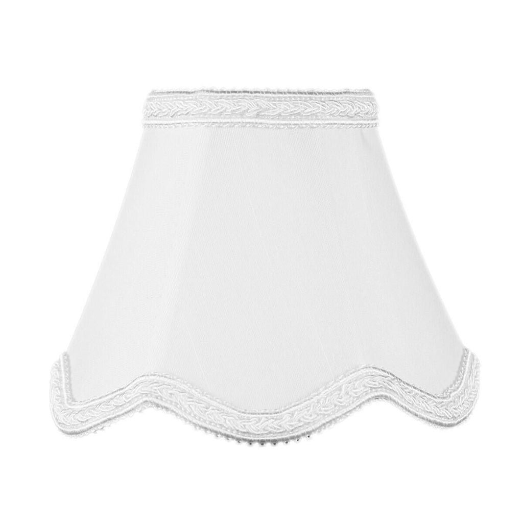 5"W x 4"H Set of 6 Down White Scallop Stretch Clip-on Candelabra Lampshade
