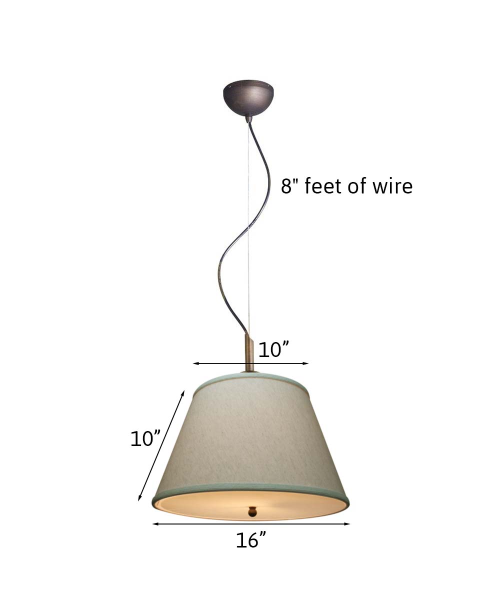 16"W Gold-laced Cafe Pendant Light with Textured Oatmeal Slotted Pendant Empire Shade and Diffuser