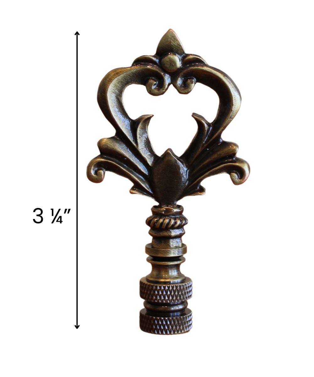 Neo-Classical Church Key Lamp Finial Antique Brass, 3.1"h