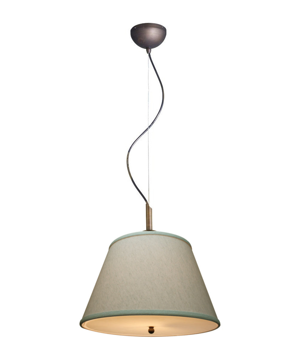 16"W Gold-laced Cafe Pendant Light with Textured Oatmeal Slotted Pendant Empire Shade and Diffuser