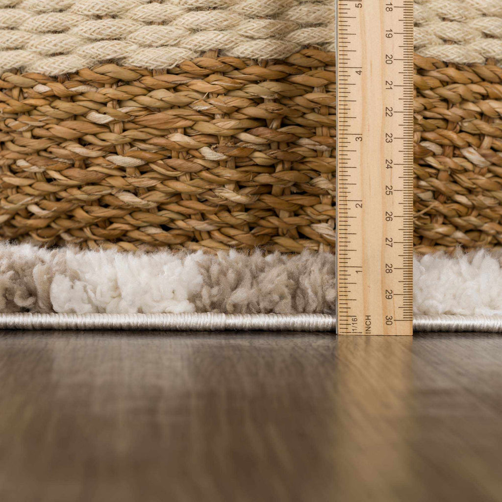 Kieu Taupe Checkered Shag Rug