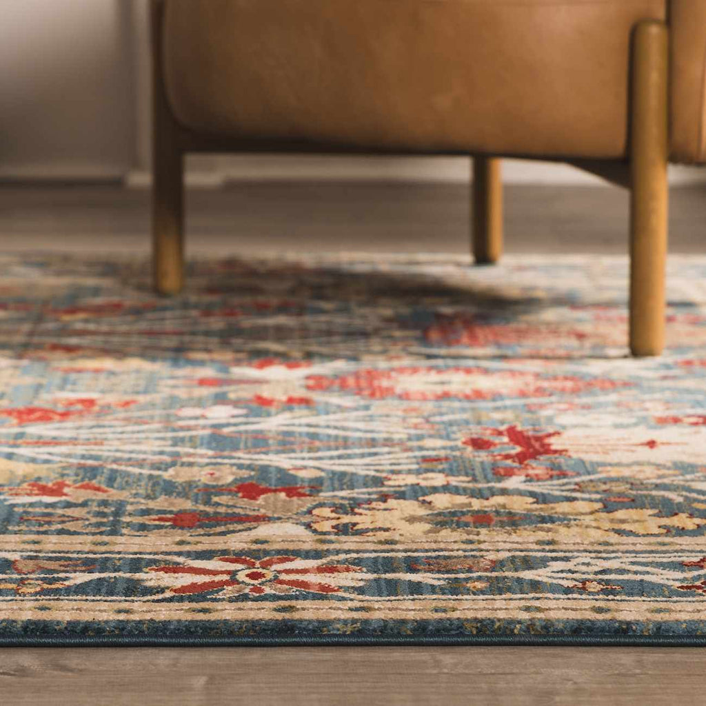 Neola Navy Blue Damask Area Rug