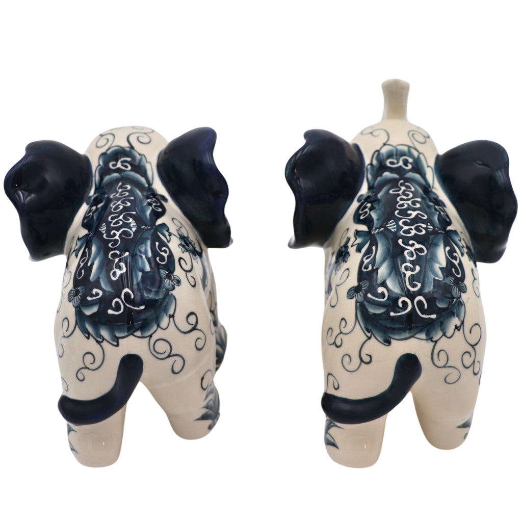 Embera & Nyala Hand-Painted Ceramic Elephants – Pair