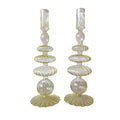 Buttercream Yellow Ribbed Glass Candle Holders – Pair