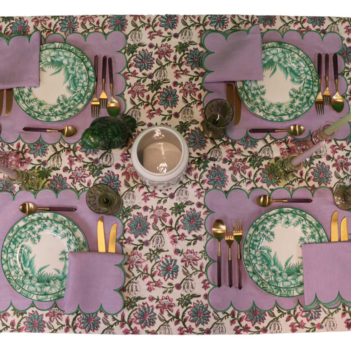 Monsoon Verdant Porcelain Starter Plates – Set of 4 (+1 Bonus Plate)