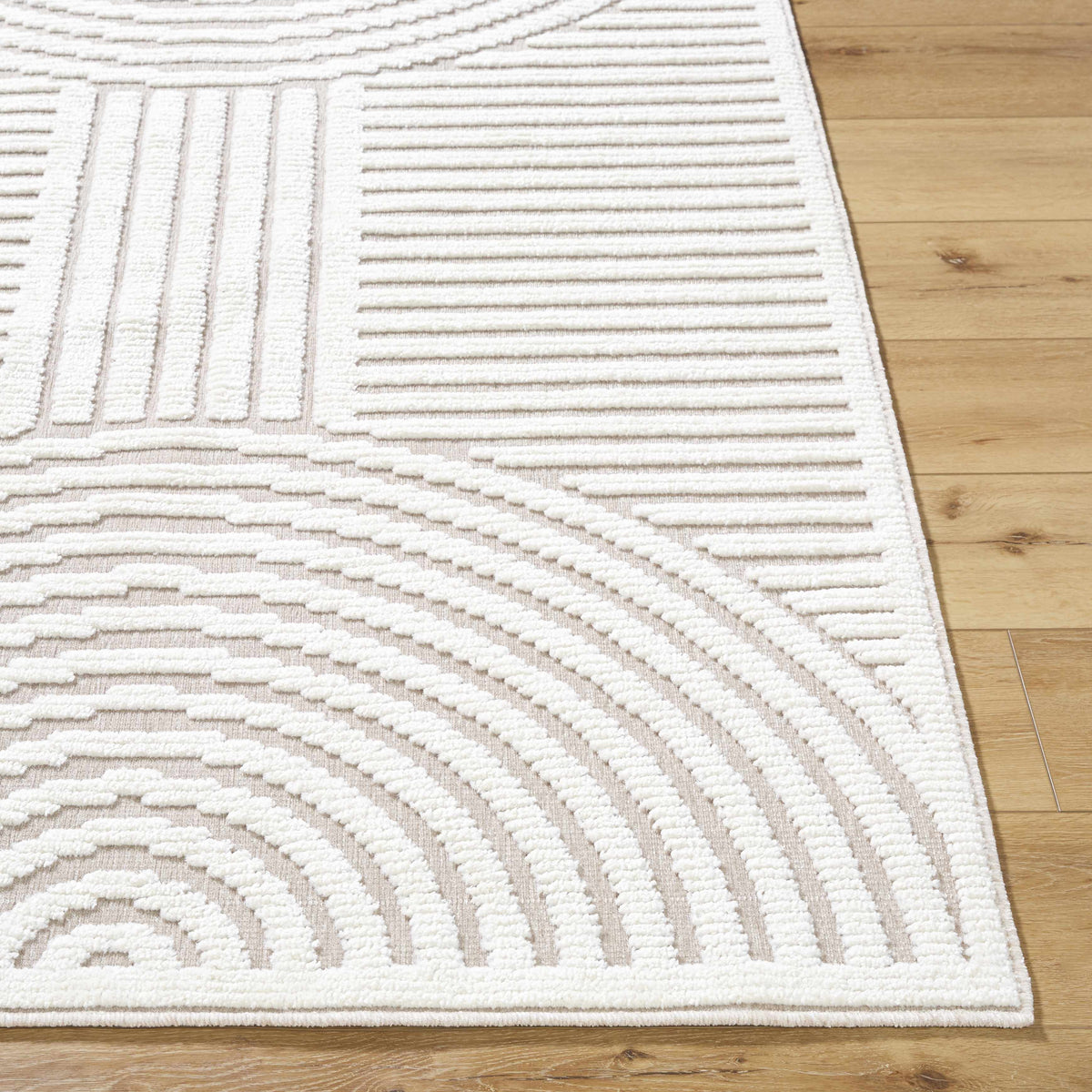 Deron Ivory 3D Rainbow Washable Rug