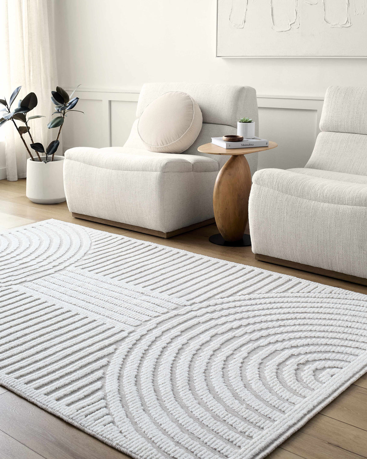 Deron Ivory 3D Rainbow Washable Rug