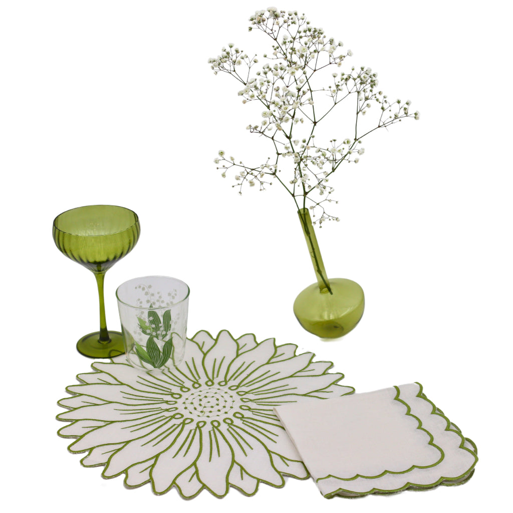 Tilted Sage Glass Bud Vases – Pair
