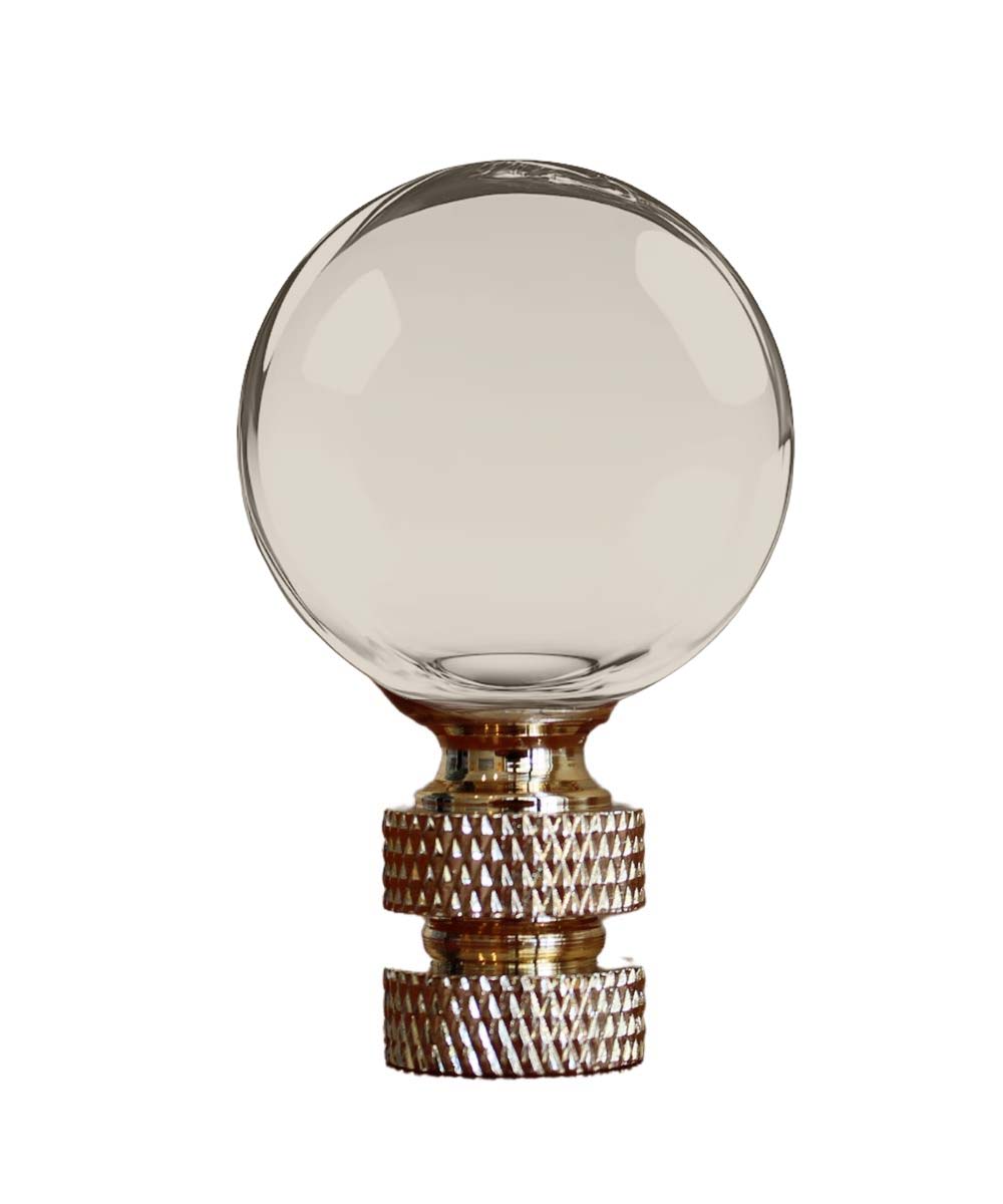 Smooth Ball Lamp Finial Crystal Amber Glass, 30mm