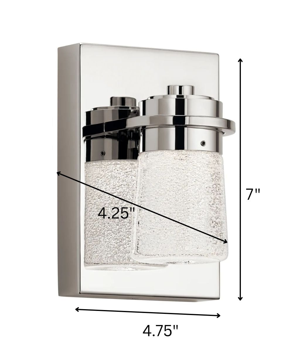 Vada 5"W 1-Light LED Vanity Bath Light Sconce Polished Nickel, Bubble Glass Shade by Kichler