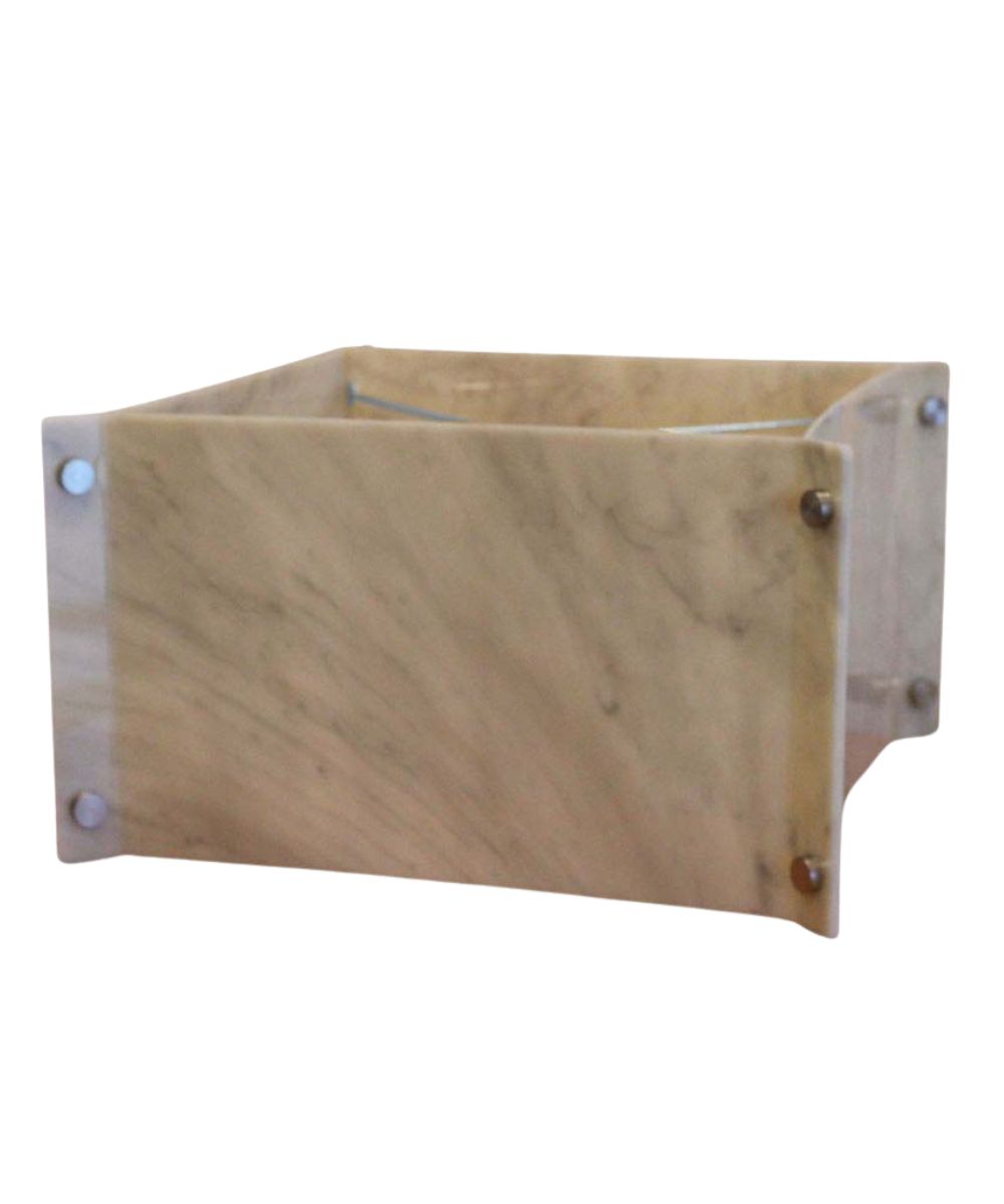 Pop Steady 15x15x9 Faux Marbled Alabaster Shallow Drum Square Lampshade