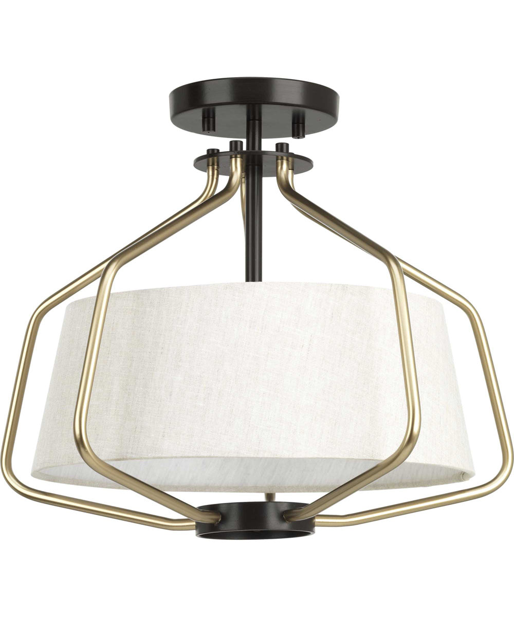 Hangar 2-Light 16"w Semi-Flush Mount/Pendant Convertible Light Fixture Antique Bronze by Progress