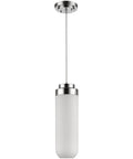 6"W Solar 1-Light Polished Nickel Pendant With Frosted Glass Shade
