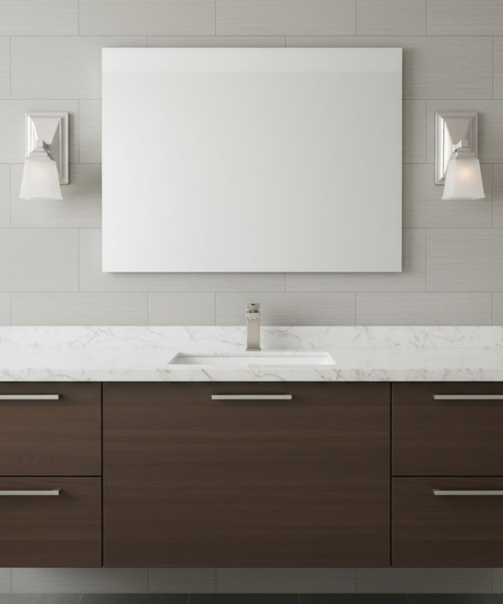 5"W 1-Light LED Bath Vanity Light Fixture Brushed Nickel Finish with Square Shade