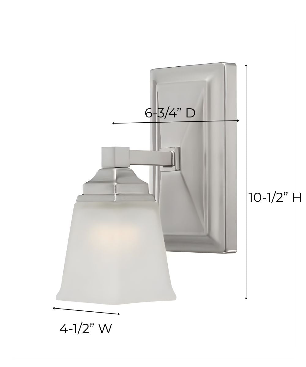 5"W 1-Light LED Bath Vanity Light Fixture Brushed Nickel Finish with Square Shade