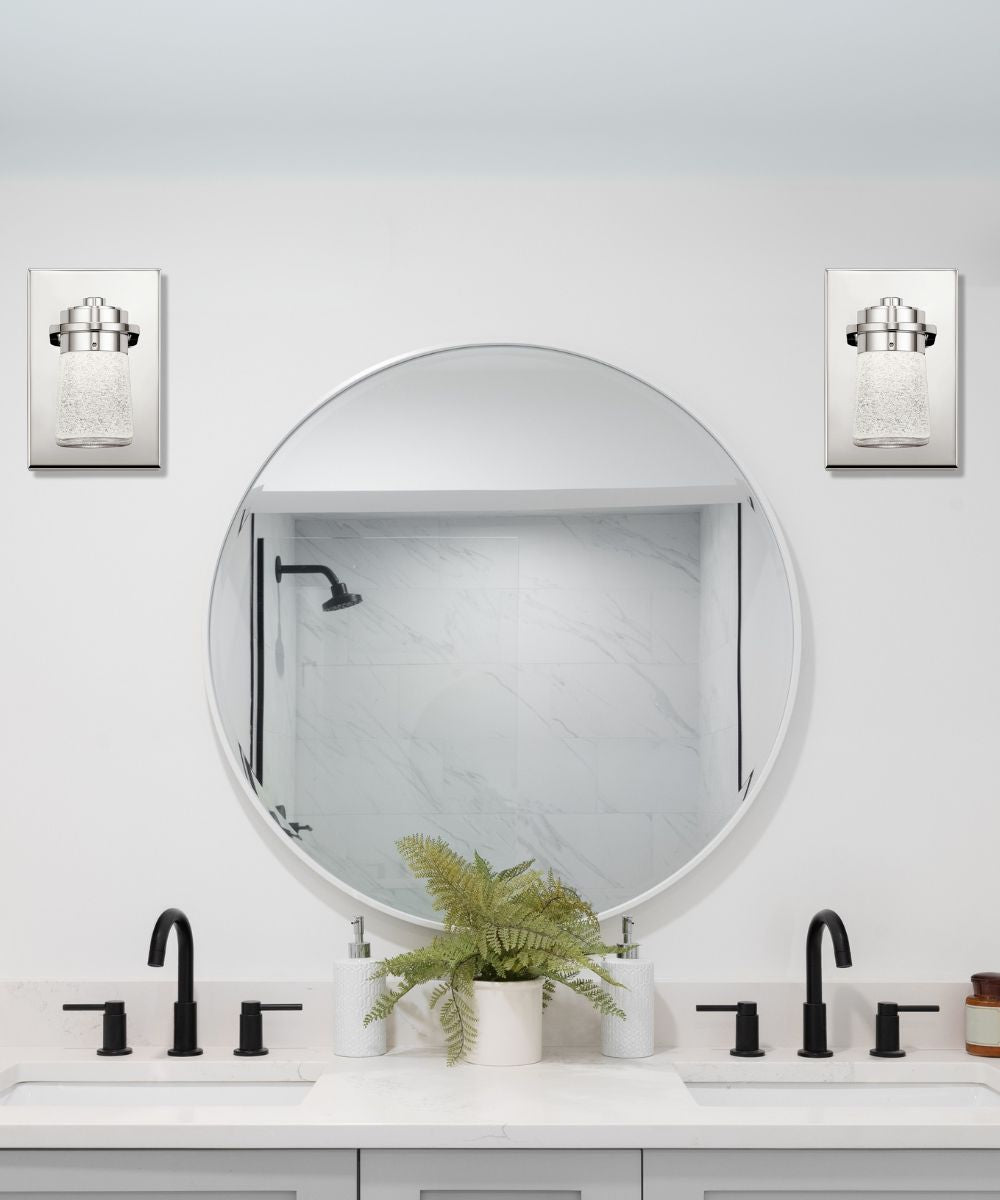 Vada 5"W 1-Light LED Vanity Bath Light Sconce Polished Nickel, Bubble Glass Shade by Kichler