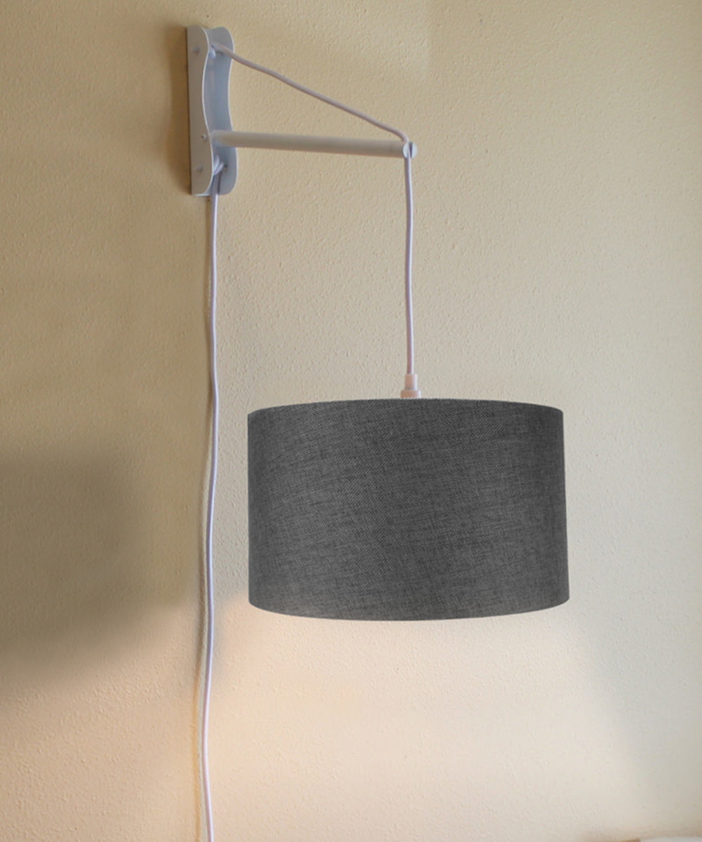 16"W MAST Plug-In Wall Mount Pendant 2 Light White Cord/Arm with Diffuser Granite Gray Shade