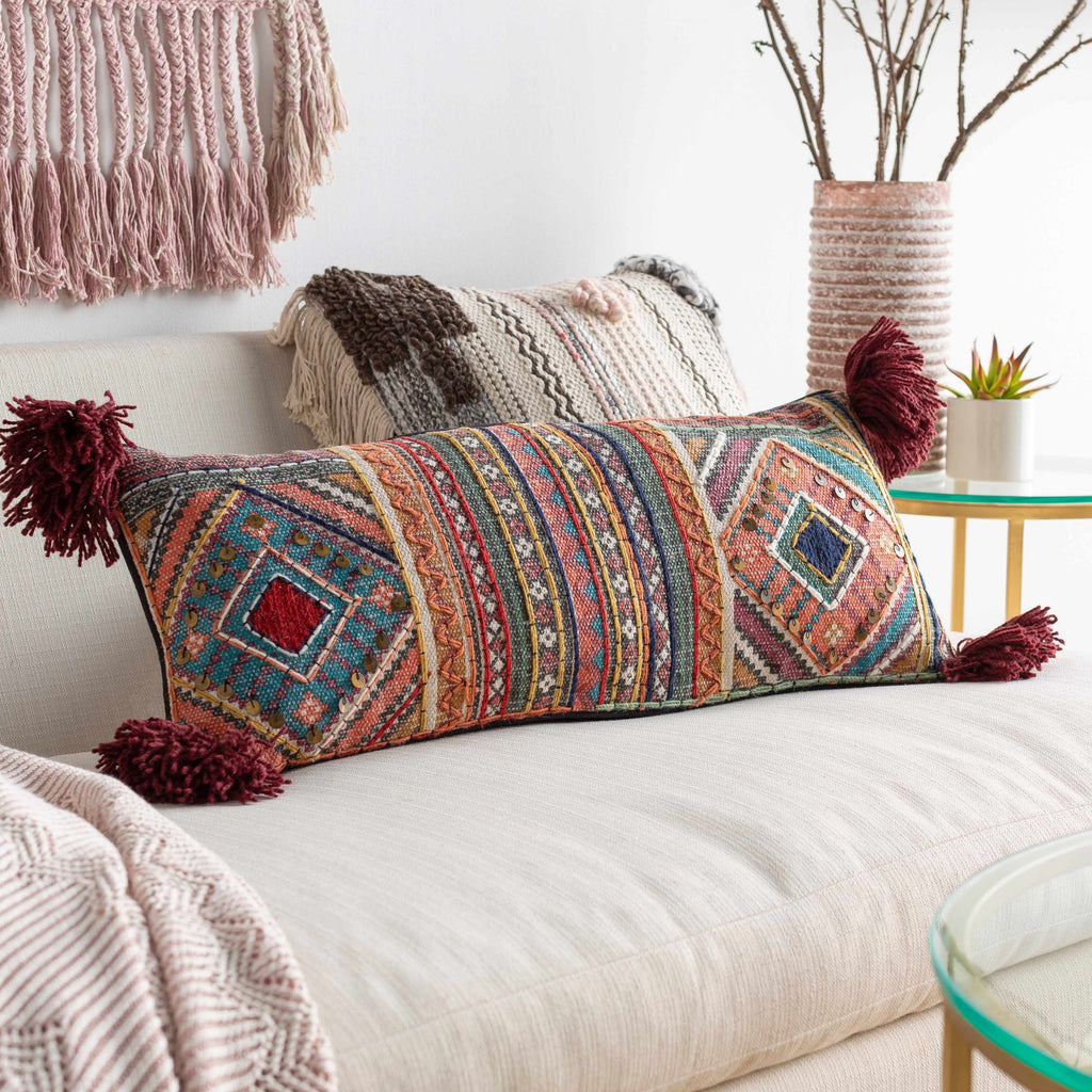 Lenorah Pink&White Textured Throw Pillow - Clearance