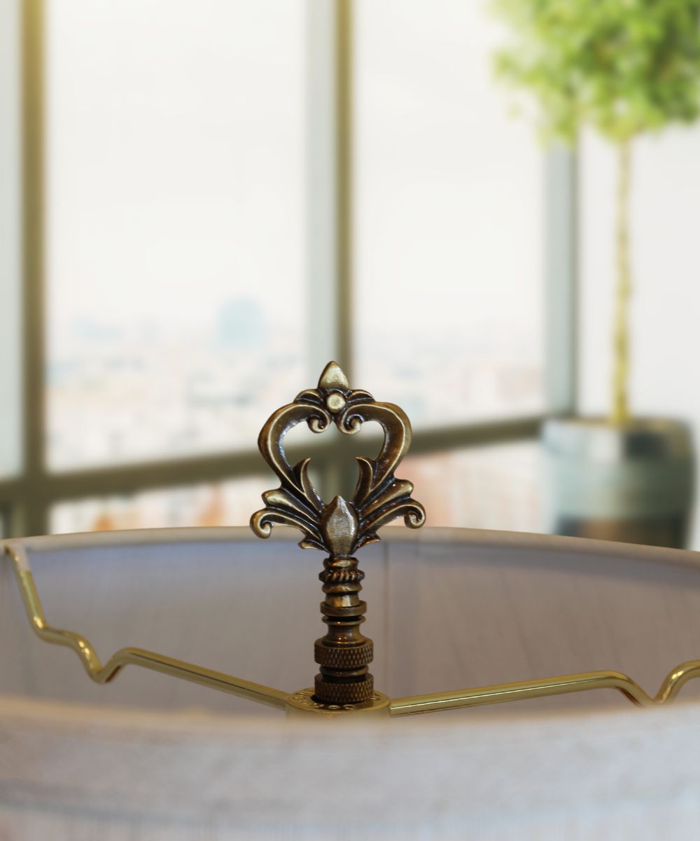 Neo-Classical Church Key Lamp Finial Antique Brass, 3.1"h