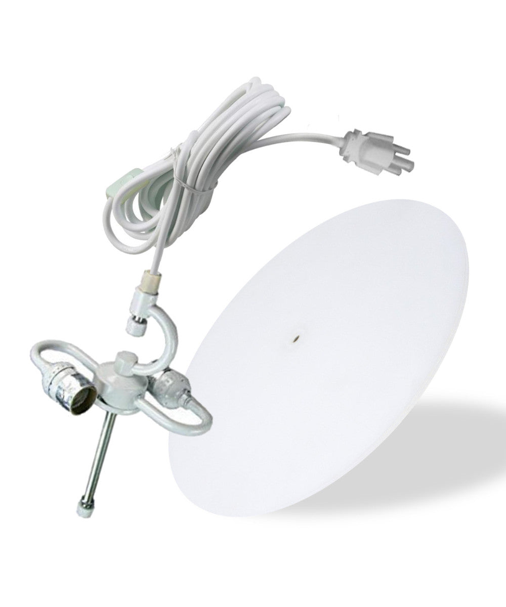 2 Light Swag Plug-In Pendant 16"w Light Oatmeal Linen Drum with Diffuser, White Cord