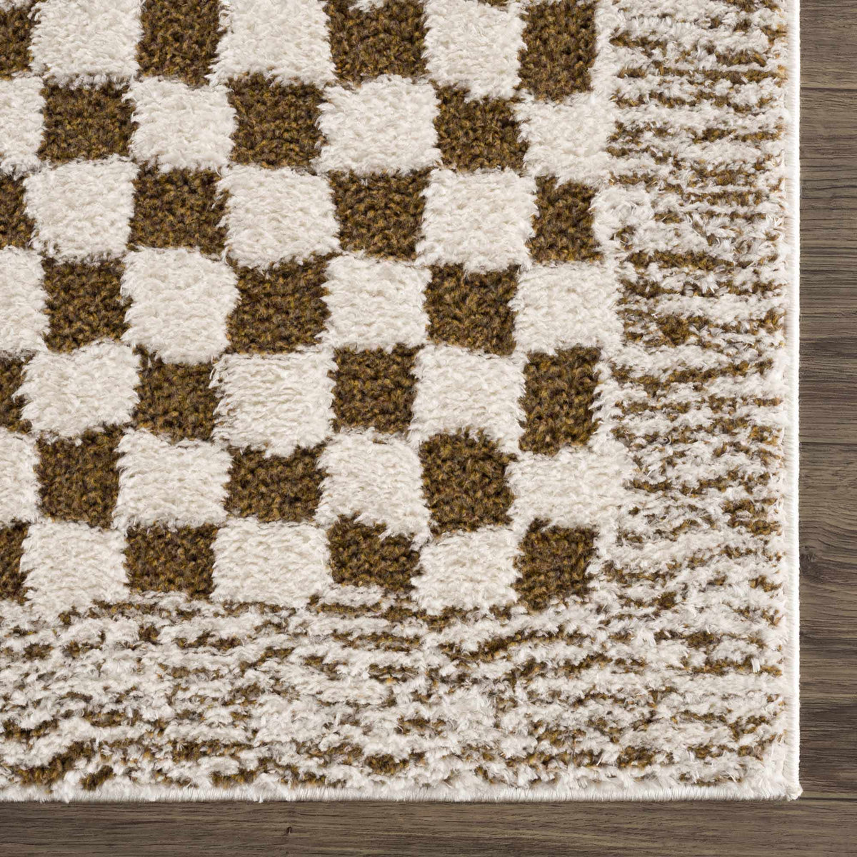 Leryn Brown Checkered Plush Rug
