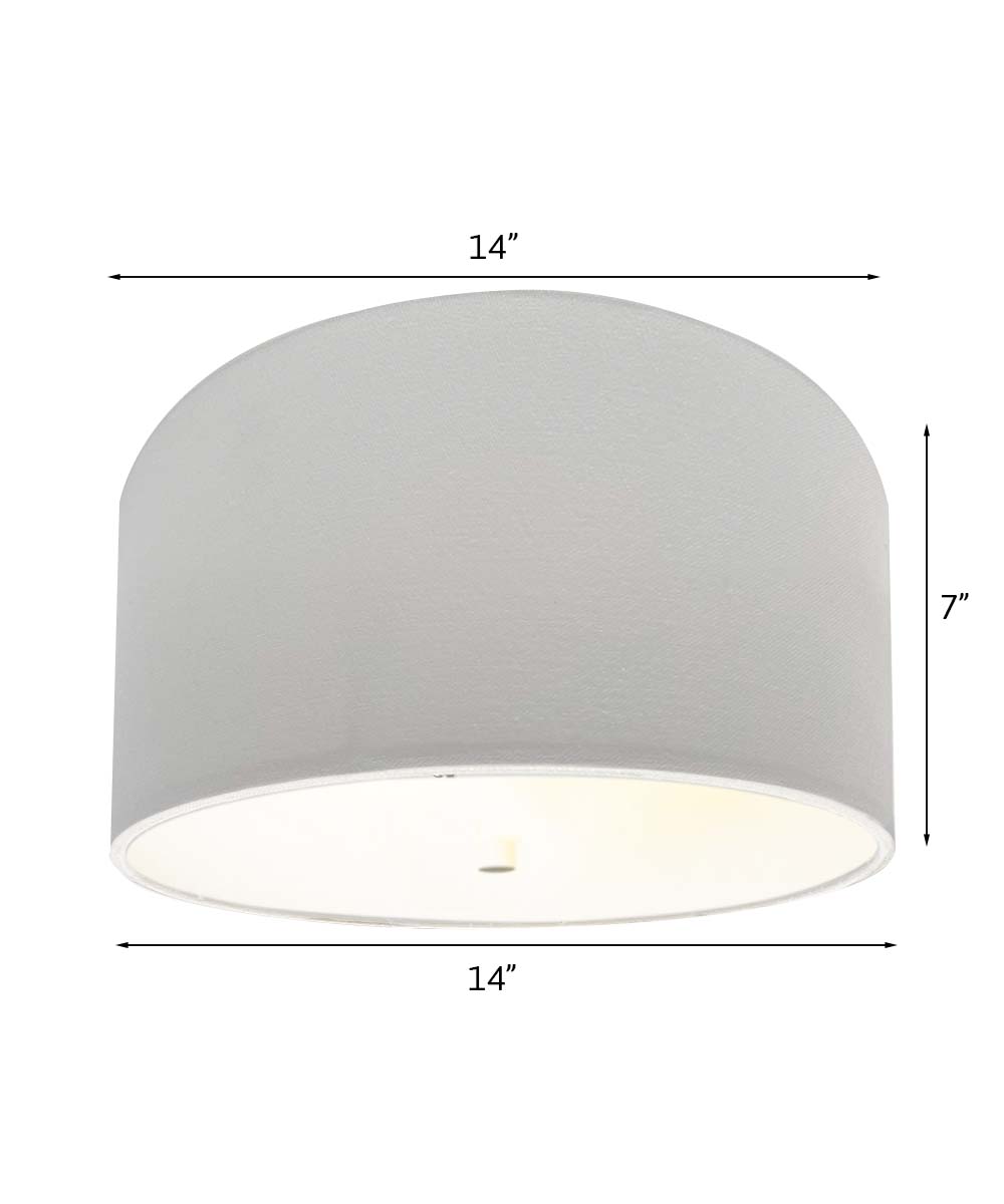 Moderne Flush Mount Conversion Kit 14"w White Hardback Drum Lampshade