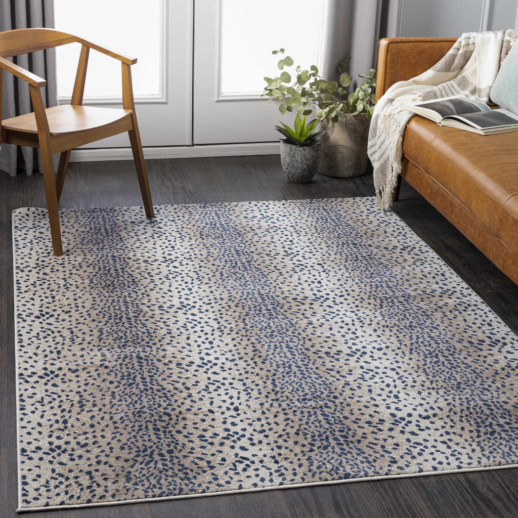 Pointblank Tan & Navy Leopard Print Area Rug