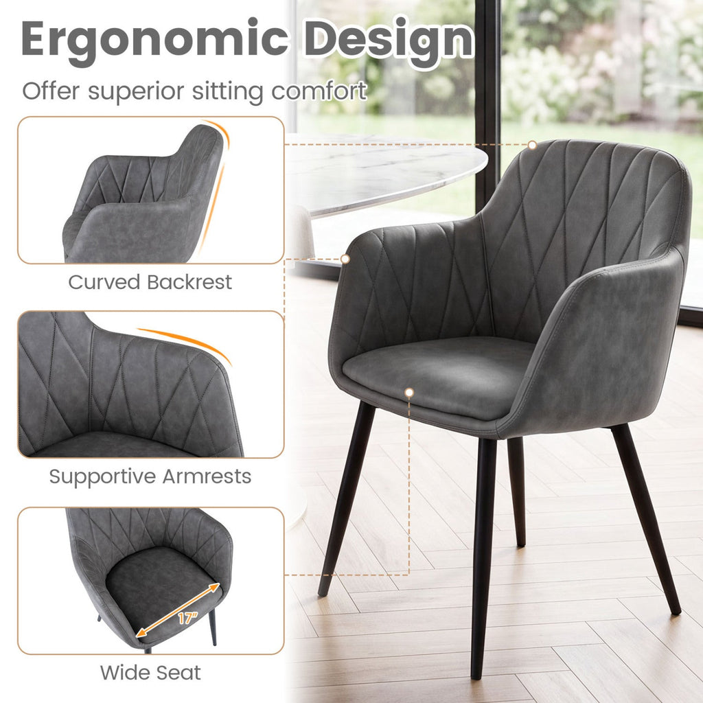 Upholstered Dining Chairs Set of 2 with Curved Back